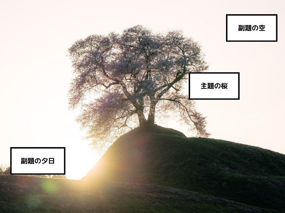 写真の副題を解説する画像